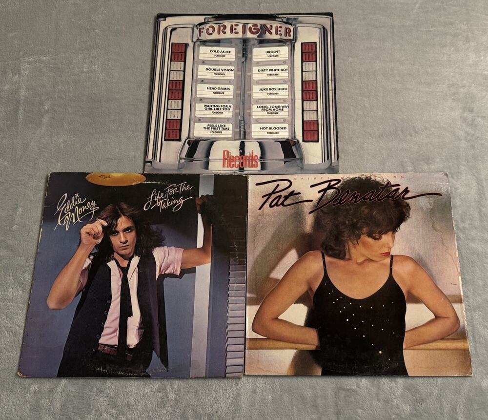 Lot LP Vinyl Records Foreigner Greatest Hits Die Cut Pat Benatar Eddie Money VTG